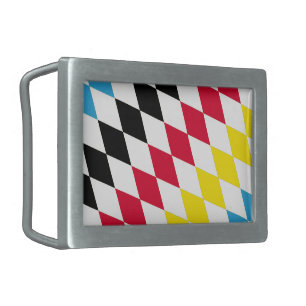 Black Red Yellow Blue Bavaria Diamond Flag Pattern Belt Buckle