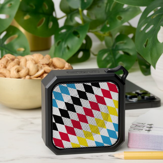 Black Red Yellow Blue Bavaria Diamond Flag Pattern Bluetooth Speaker (Insitu(Table))