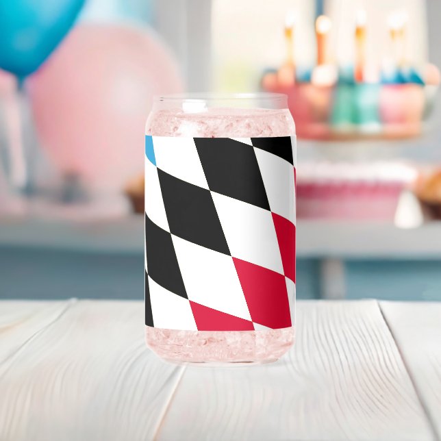 Black Red Yellow Blue Bavaria Diamond Flag Pattern Can Glass (Insitu (Baby Shower))