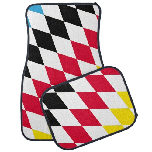 Black Red Yellow Blue Bavaria Diamond Flag Pattern Car Floor Mat