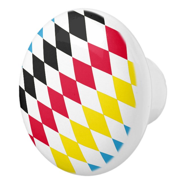 Black Red Yellow Blue Bavaria Diamond Flag Pattern Ceramic Knob (Right)