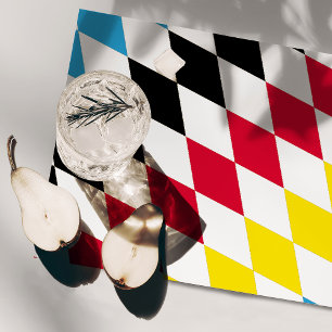 Black Red Yellow Blue Bavaria Diamond Flag Pattern Cloth Placemat