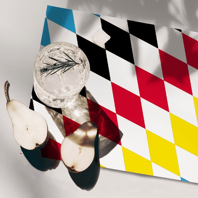 Black Red Yellow Blue Bavaria Diamond Flag Pattern Cloth Placemat (Creator Uploaded)