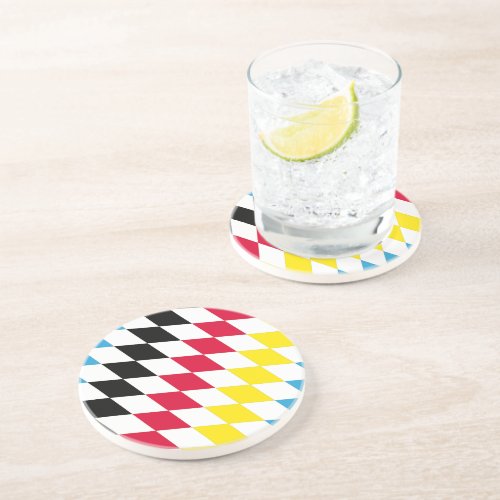 Black Red Yellow Blue Bavaria Diamond Flag Pattern Coaster