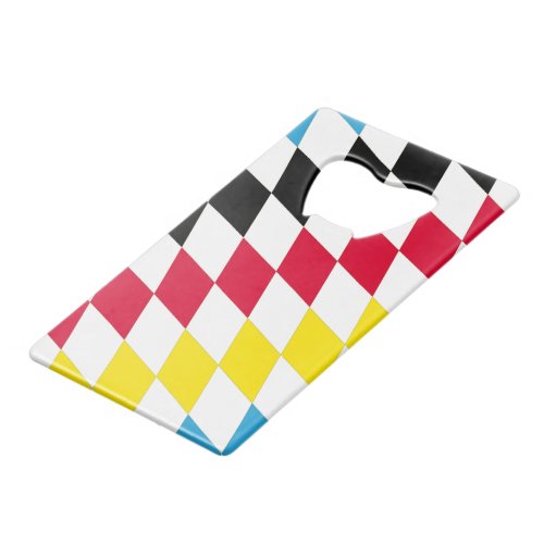 Black Red Yellow Blue Bavaria Diamond Flag Pattern Credit Card Bottle Opener