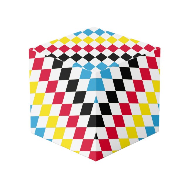 Black Red Yellow Blue Bavaria Diamond Flag Pattern Cube (Back Angled)