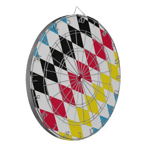 Black Red Yellow Blue Bavaria Diamond Flag Pattern Dart Board