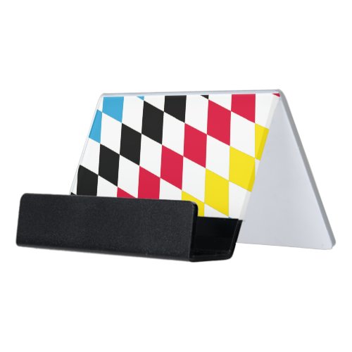 Black Red Yellow Blue Bavaria Diamond Flag Pattern Desk Business Card Holder