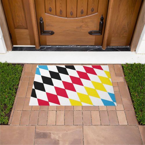 Black Red Yellow Blue Bavaria Diamond Flag Pattern Doormat