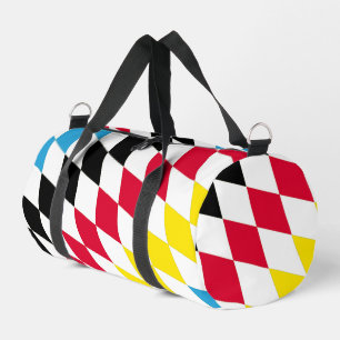 Black Red Yellow Blue Bavaria Diamond Flag Pattern Duffle Bag