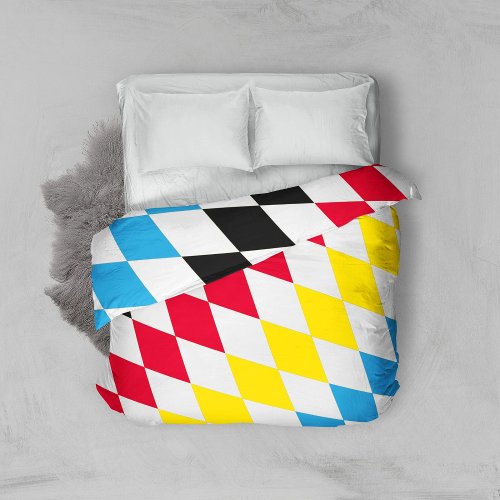 Black Red Yellow Blue Bavaria Diamond Flag Pattern Duvet Cover