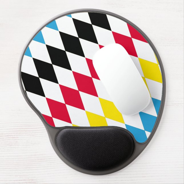 Black Red Yellow Blue Bavaria Diamond Flag Pattern Gel Mouse Pad (Left Side)