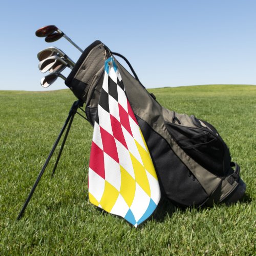 Black Red Yellow Blue Bavaria Diamond Flag Pattern Golf Towel