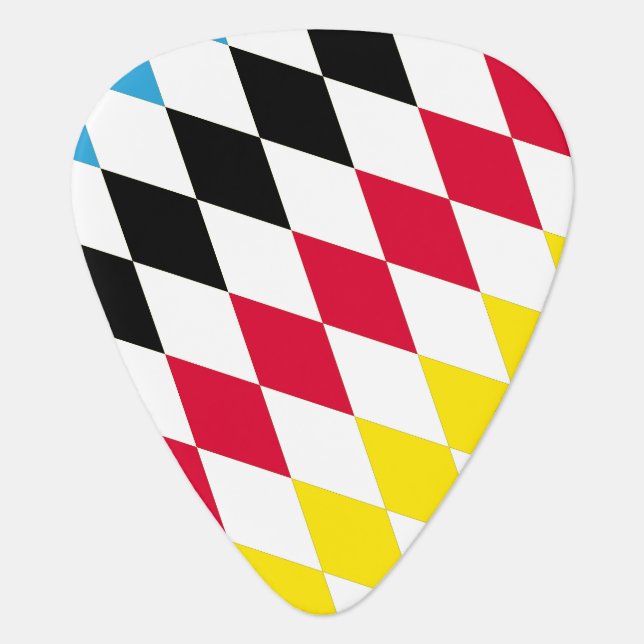 Black Red Yellow Blue Bavaria Diamond Flag Pattern Guitar Pick (Front)
