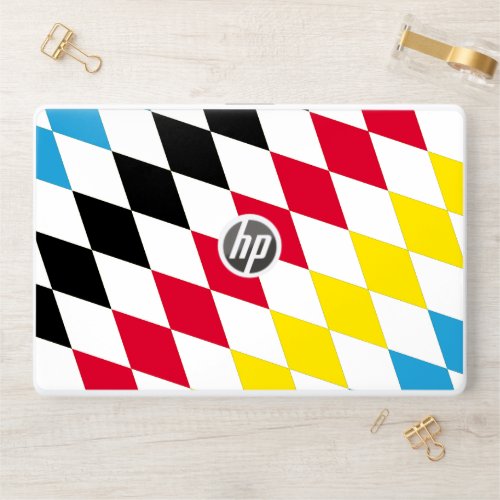 Black Red Yellow Blue Bavaria Diamond Flag Pattern HP Laptop Skin