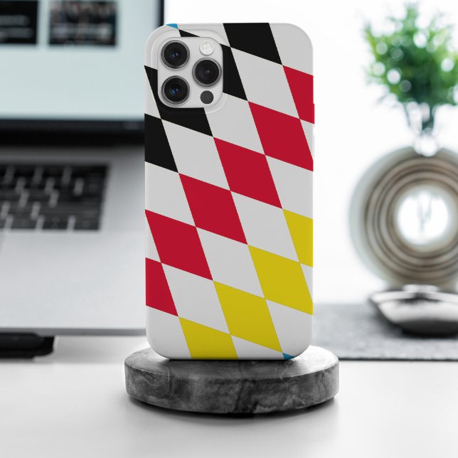 Black Red Yellow Blue Bavaria Diamond Flag Pattern iPhone Case (Creator Uploaded)