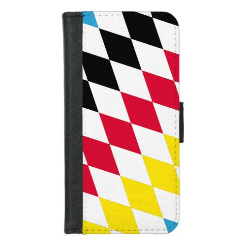 Black Red Yellow Blue Bavaria Diamond Flag Pattern iPhone 87 Wallet Case