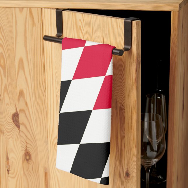 Black Red Yellow Blue Bavaria Diamond Flag Pattern Kitchen Towel (Thirds Fold)