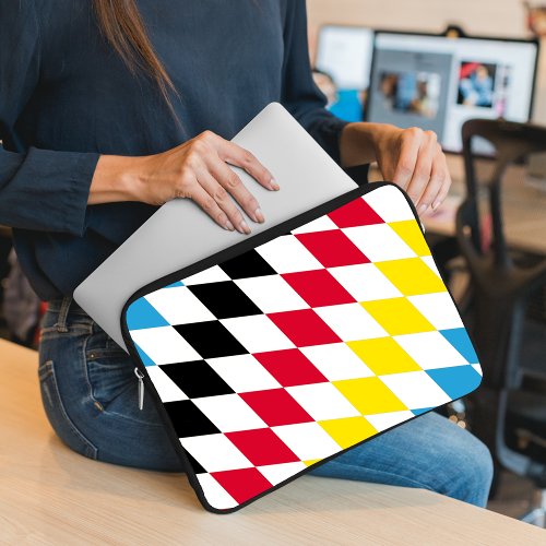 Black Red Yellow Blue Bavaria Diamond Flag Pattern Laptop Sleeve