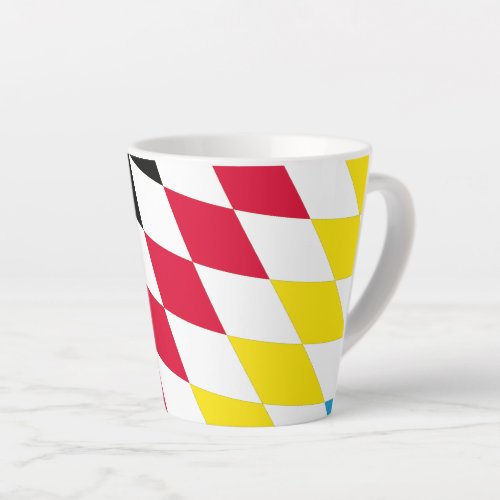 Black Red Yellow Blue Bavaria Diamond Flag Pattern Latte Mug