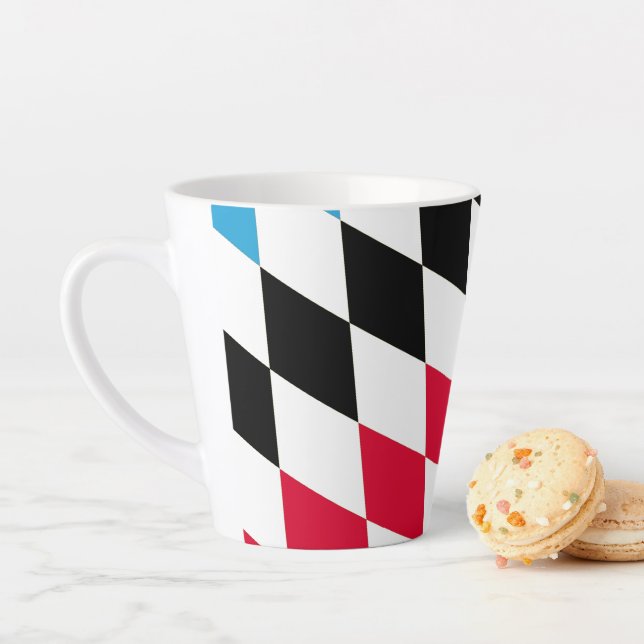 Black Red Yellow Blue Bavaria Diamond Flag Pattern Latte Mug (In Situ)