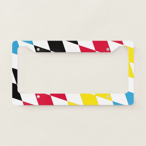 Black Red Yellow Blue Bavaria Diamond Flag Pattern License Plate Frame