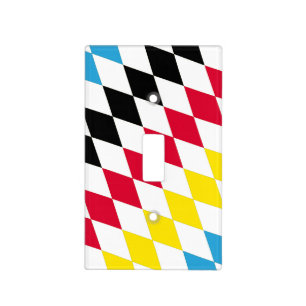 Black Red Yellow Blue Bavaria Diamond Flag Pattern Light Switch Cover