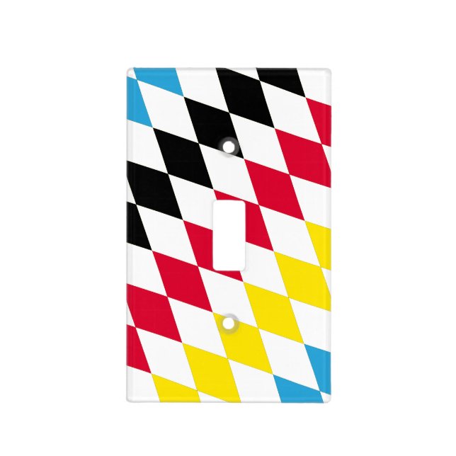 Black Red Yellow Blue Bavaria Diamond Flag Pattern Light Switch Cover (Front)