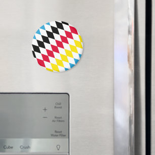 Black Red Yellow Blue Bavaria Diamond Flag Pattern Magnet