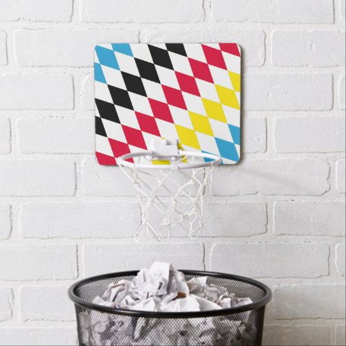 Black Red Yellow Blue Bavaria Diamond Flag Pattern Mini Basketball Hoop