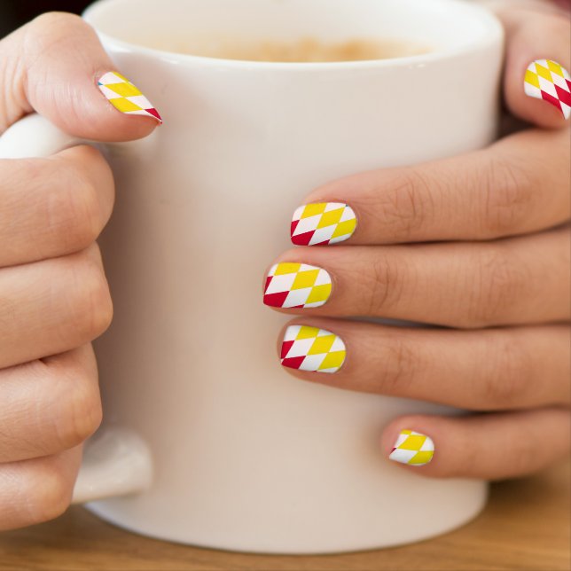 Black Red Yellow Blue Bavaria Diamond Flag Pattern Minx Nail Art (Insitu - Mug)