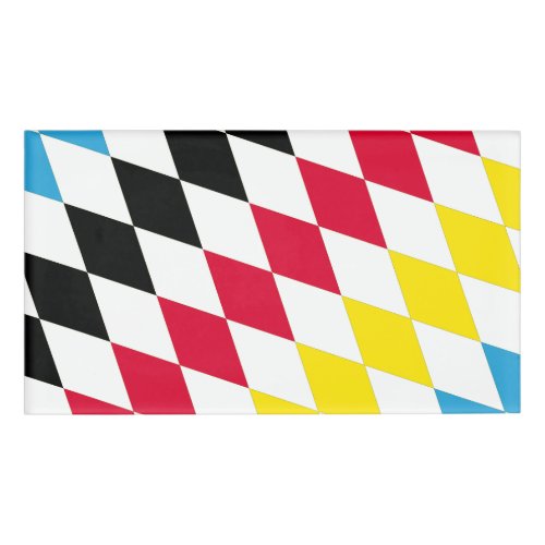 Black Red Yellow Blue Bavaria Diamond Flag Pattern Name Tag