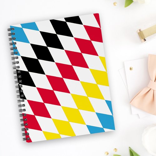 Black Red Yellow Blue Bavaria Diamond Flag Pattern Notebook