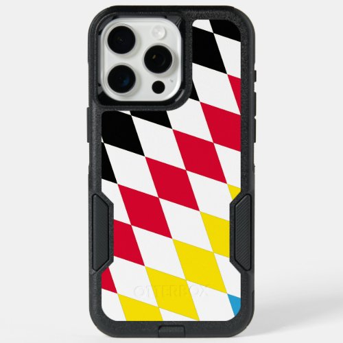 Black Red Yellow Blue Bavaria Diamond Flag Pattern iPhone 15 Pro Max Case