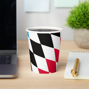 Black Red Yellow Blue Bavaria Diamond Flag Pattern Paper Cups