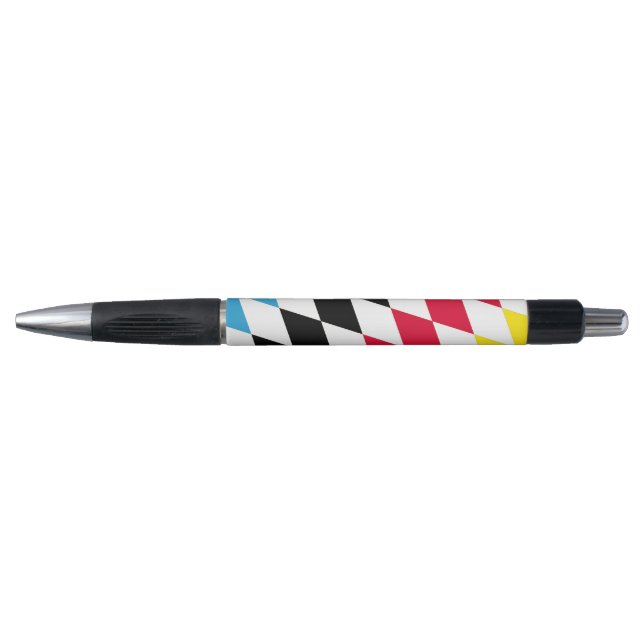Black Red Yellow Blue Bavaria Diamond Flag Pattern Pen (Front)