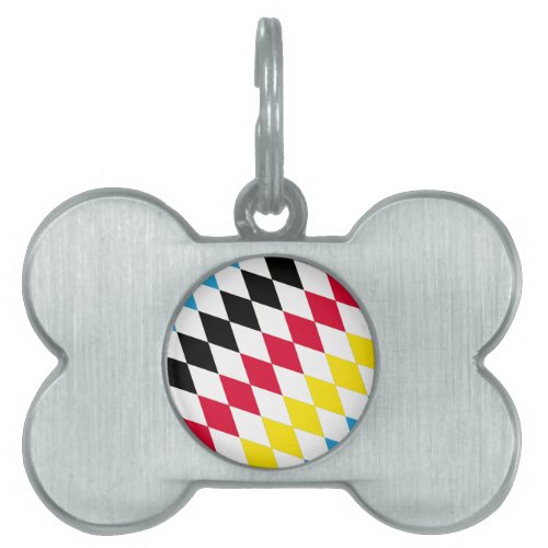 Black Red Yellow Blue Bavaria Diamond Flag Pattern Pet ID Tag