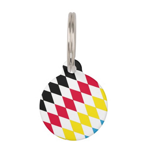 Black Red Yellow Blue Bavaria Diamond Flag Pattern Pet ID Tag