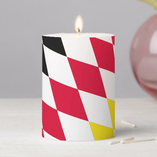 Black Red Yellow Blue Bavaria Diamond Flag Pattern Pillar Candle