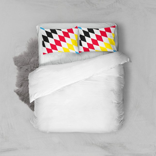 Black Red Yellow Blue Bavaria Diamond Flag Pattern Pillow Case (Creator Uploaded)