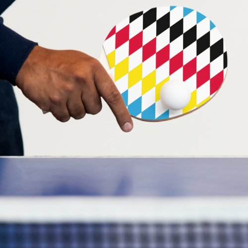 Black Red Yellow Blue Bavaria Diamond Flag Pattern Ping Pong Paddle