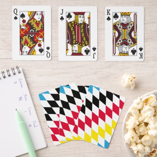 Black Red Yellow Blue Bavaria Diamond Flag Pattern Pinochle Cards