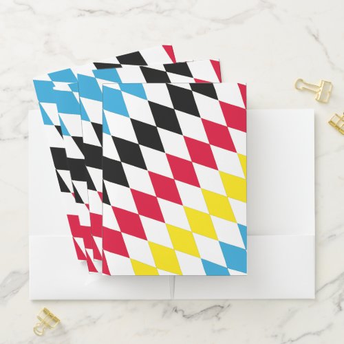 Black Red Yellow Blue Bavaria Diamond Flag Pattern Pocket Folder