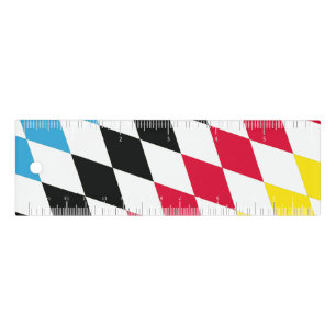 Black Red Yellow Blue Bavaria Diamond Flag Pattern Ruler