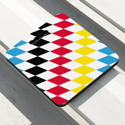 Black Red Yellow Blue Bavaria Diamond Flag Pattern Seat Cushion