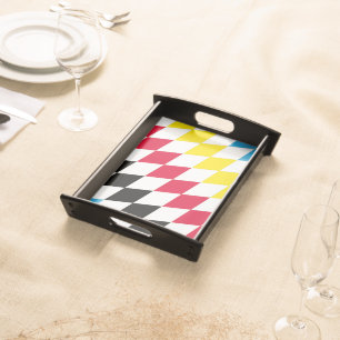 Black Red Yellow Blue Bavaria Diamond Flag Pattern Serving Tray