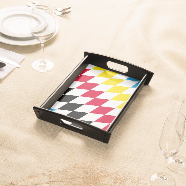 Black Red Yellow Blue Bavaria Diamond Flag Pattern Serving Tray (Front)