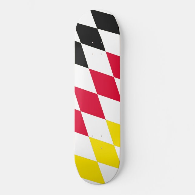 Black Red Yellow Blue Bavaria Diamond Flag Pattern Skateboard (Front)