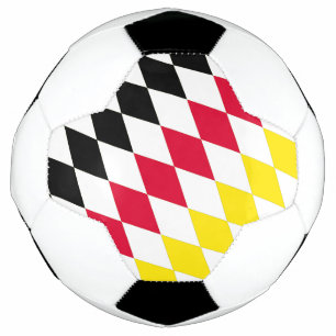 Black Red Yellow Blue Bavaria Diamond Flag Pattern Soccer Ball