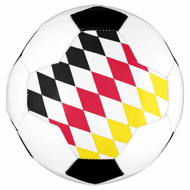 Black Red Yellow Blue Bavaria Diamond Flag Pattern Soccer Ball (Front)